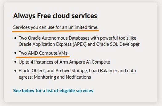 Free VPS Oracle Cloud Always Free