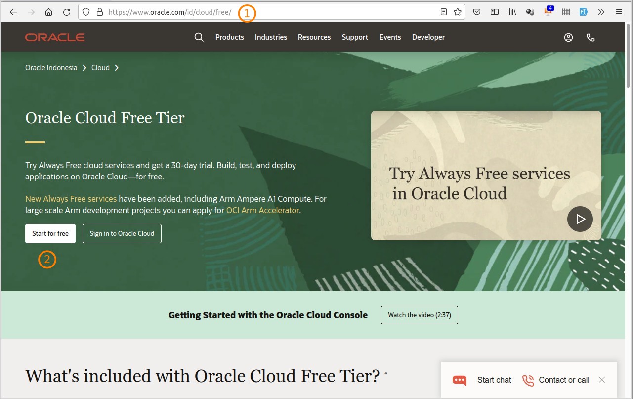 Pendaftaran Oracle Cloud